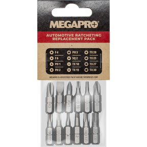 Replacement Bit Set | Automotive Ratcheting | 12 Single-ended bits